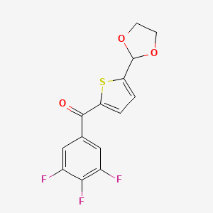 molecular formula C14H9F3O3S B6323987 5-(1,3-Dioxolan-2-yl)-2-(3,4,5-triflurobenzoyl)thiophene, 97% CAS No. 2322619-49-6