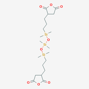 molecular formula C20H36O8Si3 B6324156 Polydimethylsiloxane, succinic anhydride terminated, viscosity 75-100 cSt. CAS No. 161205-23-8