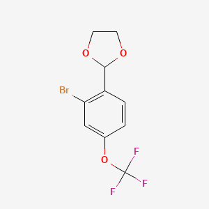 molecular formula C10H8BrF3O3 B6324187 2-[2-溴-4-(三氟甲氧基)苯基]-1,3-二氧戊环 CAS No. 1321963-18-1