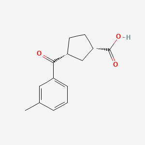 molecular formula C14H16O3 B6324208 反式-3-(3-甲基苯甲酰基)环戊烷-1-羧酸；  95% CAS No. 732252-04-9