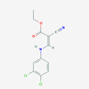molecular formula C12H10Cl2N2O2 B6324214 Ethyl 3-((3,4-dichlorophenyl)amino)-2-nitriloprop-2-enoate CAS No. 883802-96-8