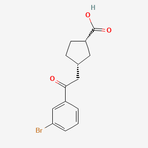 molecular formula C14H15BrO3 B6324259 顺式-3-[2-(3-溴苯基)-2-氧代乙基]环戊烷-1-羧酸；95% CAS No. 733740-33-5