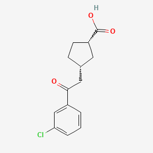 molecular formula C14H15ClO3 B6324271 cis-3-[2-(3-Chlorophenyl)-2-oxoethyl]cyclopentane-1-carboxylic acid;  95% CAS No. 733740-35-7