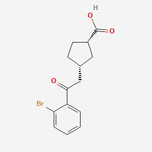molecular formula C14H15BrO3 B6324275 cis-3-[2-(2-Bromophenyl)-2-oxoethyl]cyclopentane-1-carboxylic acid;  95% CAS No. 733740-39-1