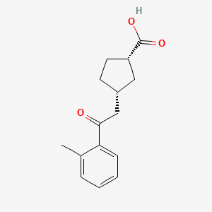 molecular formula C15H18O3 B6324278 顺式-3-[2-(2-甲基苯基)-2-氧代乙基]环戊烷-1-羧酸；  95% CAS No. 733740-24-4