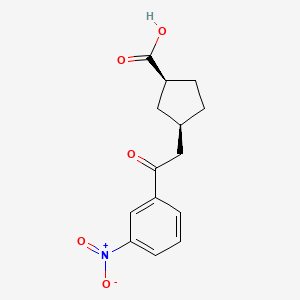 cis-3-[2-Oxo-2-(3-nitrophenyl)ethyl]cyclopentane-1-carboxylic acid;  95%