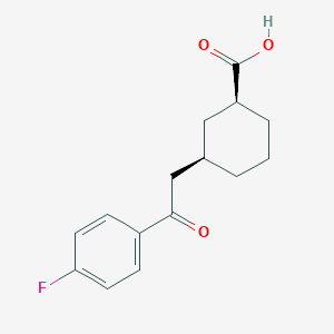molecular formula C15H17FO3 B6324379 cis-3-[2-(4-Fluorophenyl)-2-oxoethyl]cyclohexane-1-carboxylic acid;  95% CAS No. 735275-19-1