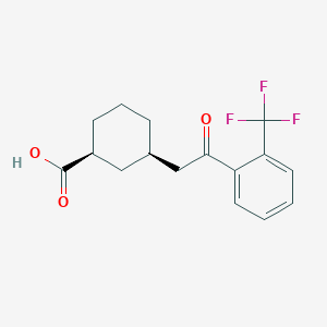 molecular formula C16H17F3O3 B6324382 反式-3-[2-氧代-2-(2-三氟甲基苯基)乙基]环己烷-1-羧酸； 95% CAS No. 735275-40-8