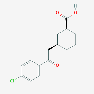 molecular formula C15H17ClO3 B6324386 反式-3-[2-(4-氯苯基)-2-氧代乙基]环己烷-1-羧酸； 95% CAS No. 735275-17-9