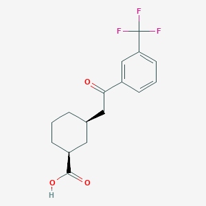 molecular formula C16H17F3O3 B6324405 反式-3-[2-氧代-2-(3-三氟甲基苯基)乙基]环己烷-1-羧酸；95% CAS No. 735275-41-9
