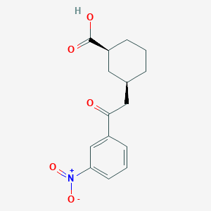 molecular formula C15H17NO5 B6324407 cis-3-[2-Oxo-2-(3-nitrophenyl)ethyl]cyclohexane-1-carboxylic acid;  95% CAS No. 735275-44-2