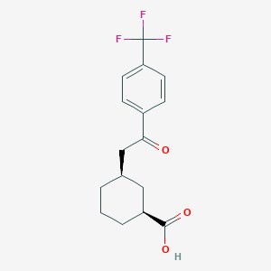 molecular formula C16H17F3O3 B6324415 顺式-3-[2-氧代-2-(4-三氟甲基苯基)乙基]环己烷-1-羧酸；  95% CAS No. 735275-42-0