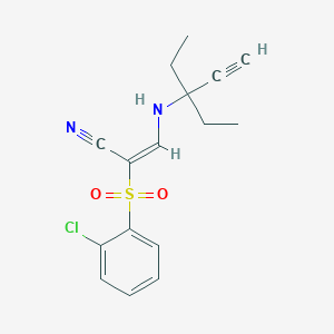 3-((1,1-Diethylprop-2-ynyl)amino)-2-((2-chlorophenyl)sulfonyl)prop-2-enenitrile