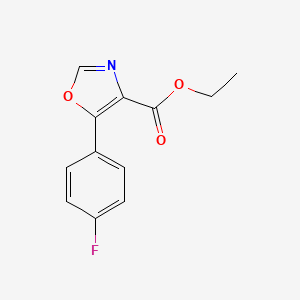 molecular formula C12H10FNO3 B6325134 5-(4-Fluoro-phenyl)-oxazole-4-carboxylic acid ethyl ester, 95% CAS No. 127919-31-7