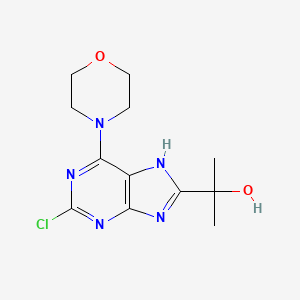 molecular formula C12H16ClN5O2 B6325617 2-(2-Chloro-6-morpholino-9H-purin-8-yl)propan-2-ol CAS No. 1198171-62-8