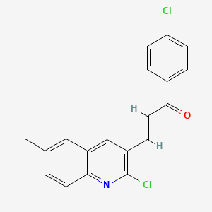 molecular formula C19H13Cl2NO B6326002 1-(4-Chlorophenyl)-3-(2-chloro-6-methyl-3-quinolinyl)-2-propen-1-one;  98% CAS No. 1436775-86-8