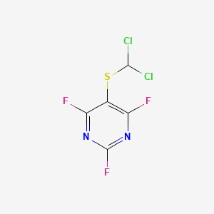 molecular formula C5HCl2F3N2S B6326095 5-(Dichloromethylthio)-2,4,6-trifluoropyrimidine, 90% CAS No. 2088945-83-7
