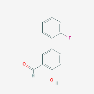 molecular formula C13H9FO2 B6326574 4-(2-Fluorophenyl)-2-formylphenol, 95% CAS No. 893735-17-6
