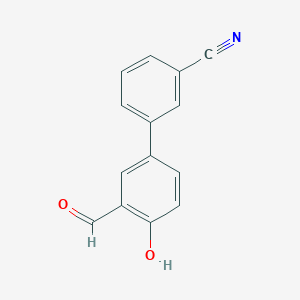 molecular formula C14H9NO2 B6326577 4-(3-Cyanophenyl)-2-formylphenol, 95% CAS No. 769971-96-2