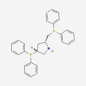 molecular formula C29H29NP2 B6326820 (2R,4R)-(+)-2-(Diphenylphosphinomethyl)-4- (diphenylphosphino) pyrrolidine, 97% (R,R-PPM) CAS No. 77450-05-6