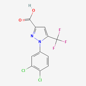 molecular formula C11H5Cl2F3N2O2 B6326854 1-(3,4-Dichlorophenyl)-5-(trifluoromethyl)pyrazole-3-carboxylic acid;  98% CAS No. 1105638-03-6