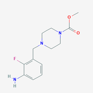 molecular formula C13H18FN3O2 B6326910 4-(3-Amino-2-fluoro-benzyl)-piperazine-1-carboxylic acid methyl ester CAS No. 873697-70-2