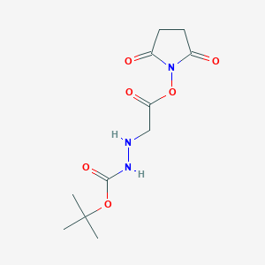 molecular formula C11H17N3O6 B6326926 Succinimidyl-4-[2-(tert-butoxycarbonyl)hydrazino]acetate CAS No. 133701-29-8