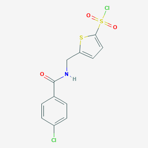 molecular formula C12H9Cl2NO3S2 B063271 5-((4-氯苯甲酰氨基)甲基)噻吩-2-磺酰氯 CAS No. 166964-34-7