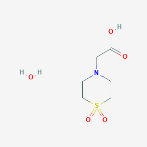molecular formula C6H13NO5S B6327232 Thiomorpholinoacetic acid 1,1-dioxide monohydrate;  98% CAS No. 1894677-16-7