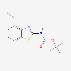molecular formula C13H15BrN2O2S B6327636 N-[4-(溴甲基)-2-苯并噻唑基]-氨基甲酸1,1-二甲基乙酯 CAS No. 936840-32-3
