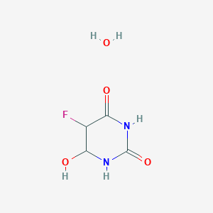 molecular formula C4H7FN2O4 B6327647 5-Fluoro-6-hydroxyhydrouracil monohydrate;  97% CAS No. 1210289-53-4