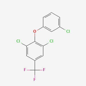 molecular formula C13H6Cl3F3O B6327679 1,3-(Dichloro)-2-(3-chlorophenoxy)-5-trifluoromethylbenzene, 90% CAS No. 55407-25-5