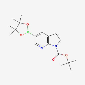 molecular formula C18H27BN2O4 B6327730 tert-Butyl 5-(4,4,5,5-tetramethyl-1,3,2-dioxaborolan-2-yl)-2,3-dihydropyrrolo[2,3-b]pyridine-1-carboxylate CAS No. 2378821-30-6