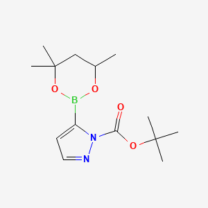 molecular formula C14H23BN2O4 B6327828 tert-Butyl 5-(4,4,6-trimethyl-1,3,2-dioxaborinan-2-yl)-1H-pyrazole-1-carboxylate CAS No. 2096998-50-2