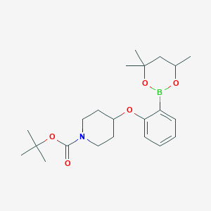 molecular formula C22H34BNO5 B6327837 tert-Butyl 4-[2-(4,4,6-trimethyl-1,3,2-dioxaborinan-2-yl)phenoxy]piperidine-1-carboxylate;  97% CAS No. 2096996-57-3