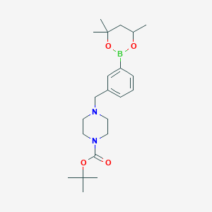 molecular formula C22H35BN2O4 B6327863 tert-Butyl 4-[3-(4,4,6-trimethyl-1,3,2-dioxaborinan-2-yl)benzyl]piperazine-1-carboxylate CAS No. 2096996-19-7