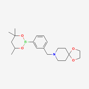 molecular formula C20H30BNO4 B6327873 8-[3-(4,4,6-Trimethyl-1,3,2-dioxaborinan-2-yl)benzyl]-1,4-dioxa-8-azaspiro[4.5]decane CAS No. 2096998-53-5