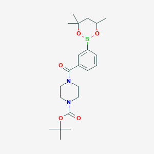 molecular formula C22H33BN2O5 B6327874 tert-Butyl 4-[3-(4,4,6-trimethyl-1,3,2-dioxaborinan-2-yl)benzoyl]piperazine-1-carboxylate CAS No. 2096997-87-2