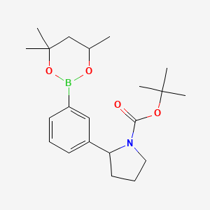 molecular formula C21H32BNO4 B6327880 tert-Butyl 2-[3-(4,4,6-trimethyl-1,3,2-dioxaborinan-2-yl)phenyl]pyrrolidine-1-carboxylate CAS No. 2096996-58-4