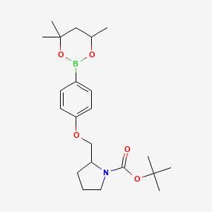 molecular formula C22H34BNO5 B6327903 tert-Butyl 2-{[4-(4,4,6-trimethyl-1,3,2-dioxaborinan-2-yl)phenoxy]methyl}pyrrolidine-1-carboxylate CAS No. 2096996-80-2