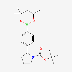 molecular formula C21H32BNO4 B6327920 tert-Butyl 2-[4-(4,4,6-trimethyl-1,3,2-dioxaborinan-2-yl)phenyl]pyrrolidine-1-carboxylate CAS No. 2096998-62-6