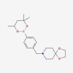 molecular formula C20H30BNO4 B6327928 8-[4-(4,4,6-Trimethyl-1,3,2-dioxaborinan-2-yl)benzyl]-1,4-dioxa-8-azaspiro[4.5]decane CAS No. 2096997-79-2