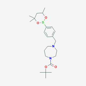 molecular formula C23H37BN2O4 B6327941 tert-Butyl 4-[4-(4,4,6-trimethyl-1,3,2-dioxaborinan-2-yl)benzyl]-1,4-diazepane-1-carboxylate CAS No. 2096998-60-4