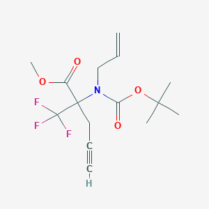 molecular formula C15H20F3NO4 B6327978 Methyl 2-[allyl(tert-butoxycarbonyl)amino]-2-(trifluoromethyl)pent-4-ynoate, 97% CAS No. 1262415-85-9