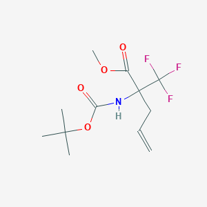 molecular formula C12H18F3NO4 B6327986 Methyl 2-[(tert-butoxycarbonyl)amino]-2-(trifluoromethyl)pent-4-enoate, 97% CAS No. 216235-33-5