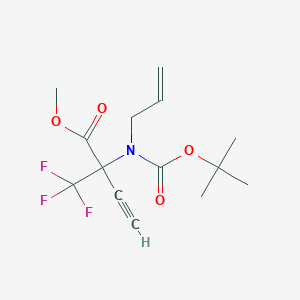 molecular formula C14H18F3NO4 B6327987 Methyl 2-[allyl(tert-butoxycarbonyl)amino]-2-(trifluoromethyl)but-3-ynoate, 97% CAS No. 1262415-72-4