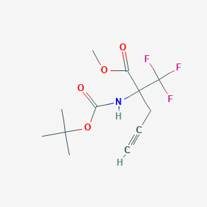 molecular formula C12H16F3NO4 B6327999 Methyl 2-[(tert-butoxycarbonyl)amino]-2-(trifluoromethyl)pent-4-ynoate, 97% CAS No. 929616-33-1