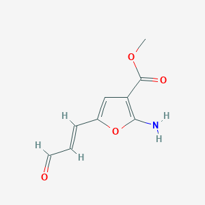 molecular formula C9H9NO4 B063280 methyl 2-amino-5-[(E)-3-oxoprop-1-enyl]furan-3-carboxylate CAS No. 162273-64-5