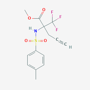 molecular formula C14H14F3NO4S B6328010 Methyl 2-{[(4-methylphenyl)sulfonyl]amino}-2-(trifluoromethyl)pent-4-ynoate, 97% CAS No. 929616-35-3