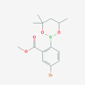 molecular formula C14H18BBrO4 B6328169 Methyl 5-bromo-2-(4,4,6-trimethyl-1,3,2-dioxaborinan-2-yl)benzoate CAS No. 2096998-19-3
